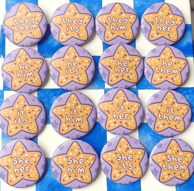 pronoun button pins - thems