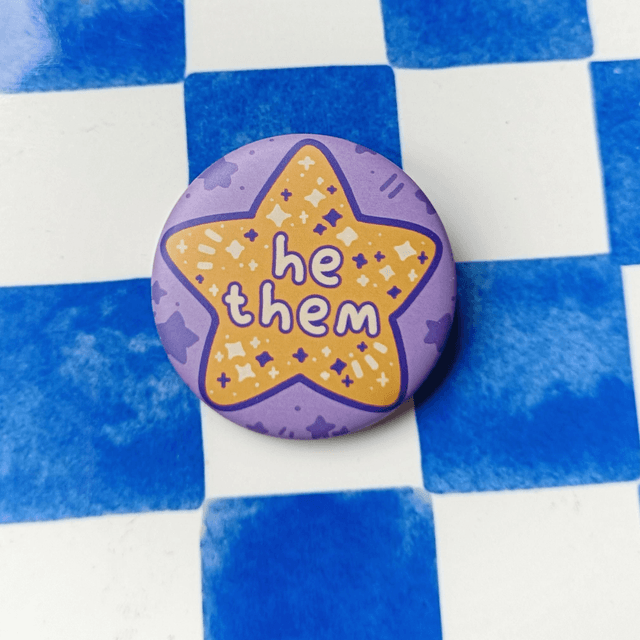 pronoun button pins - hims