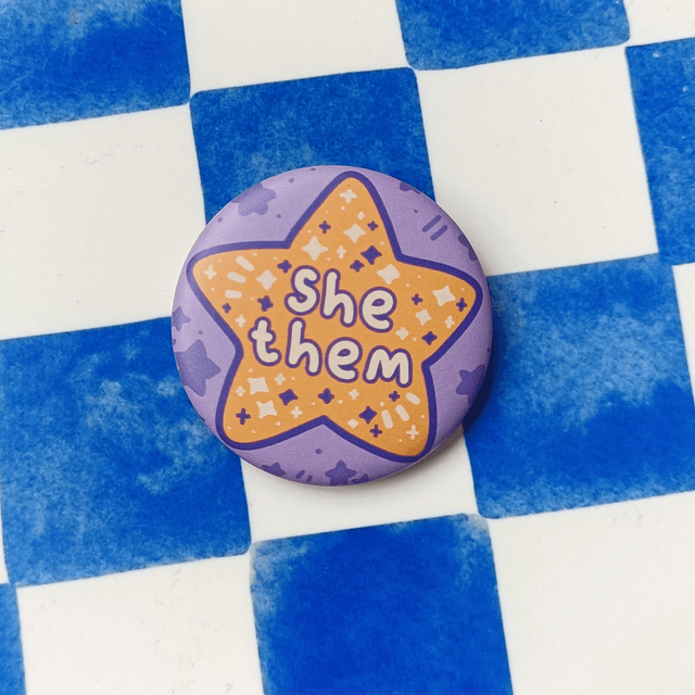 pronoun button pins - hers