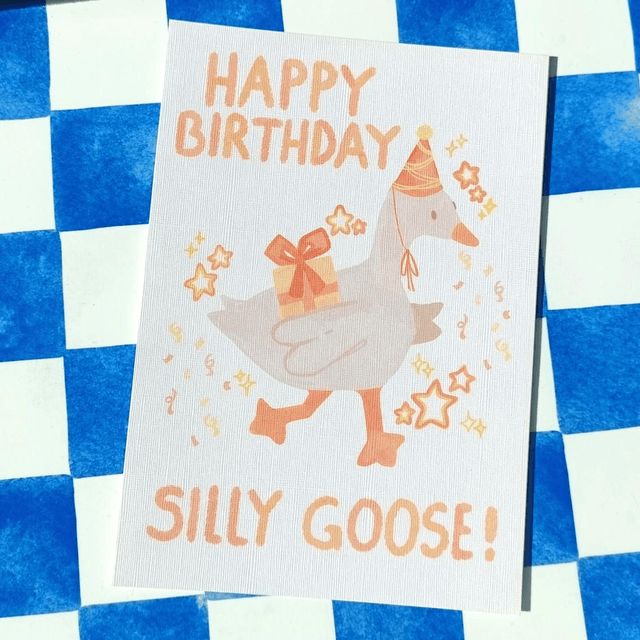 happy birthday silly goose - a6 single postcard