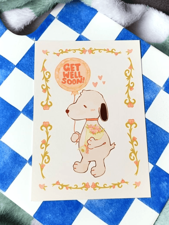 get well soon - a6 single postcard 