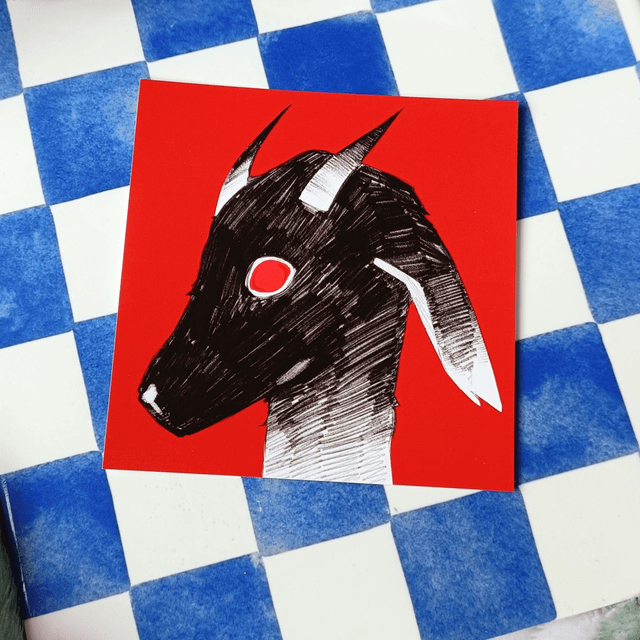 red goat - square print